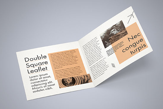 Double square leaflet mockup