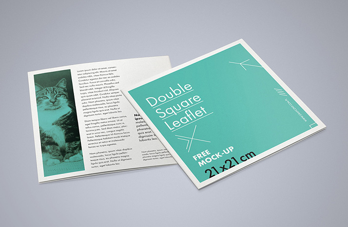 Double square leaflet mockup