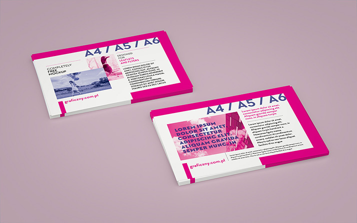 Horizontal leaflet mockup set