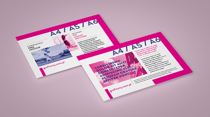 Horizontal leaflet mockup set