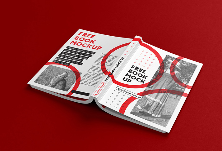 Empty book mockup. Opened 3d realistic booklet or brochure soft cover, By  YummyBuum