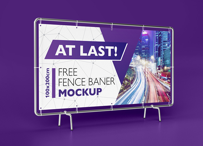 Free Fence banner mockup