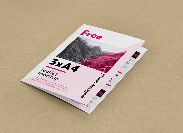 Free trifold leaflet mockup