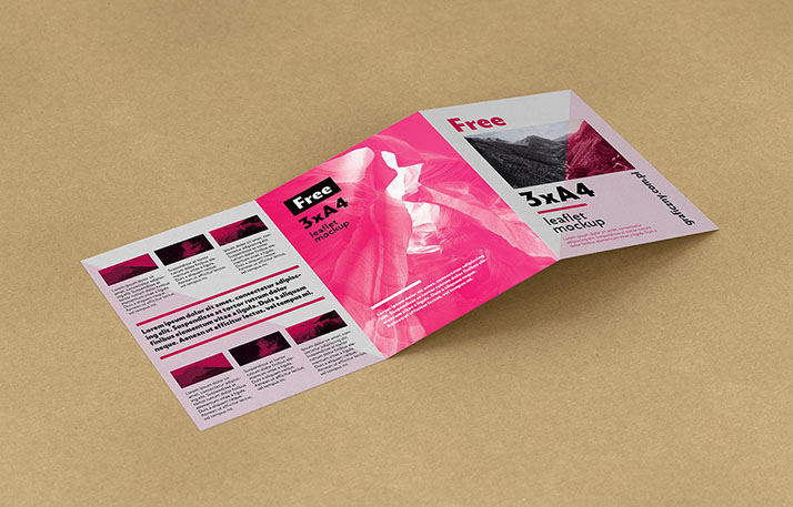 Free trifold leaflet mockup