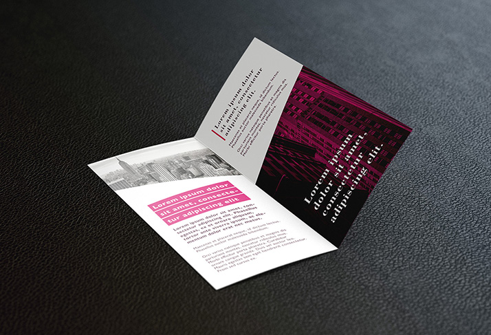 Free bi fold DL leaflet mockup