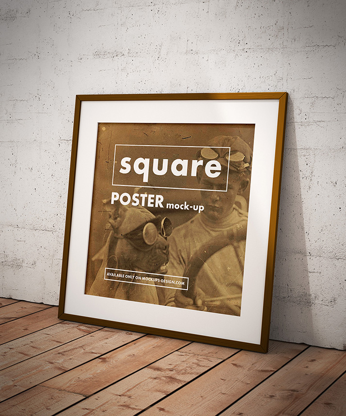 Free square poster mockup