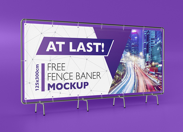 Free fence banner mockup