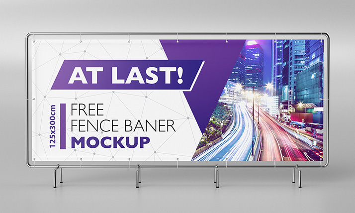 Free fence banner mockup