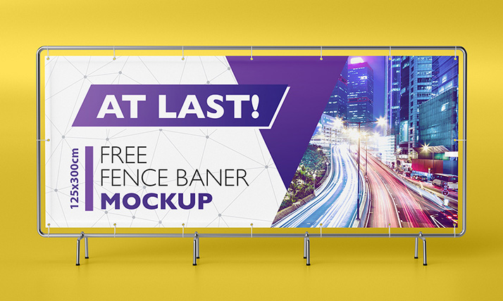 Free fence banner mockup