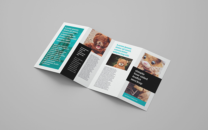 Free 4-panel leaflet mockup