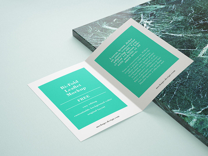 Free bi fold leaflet mockup