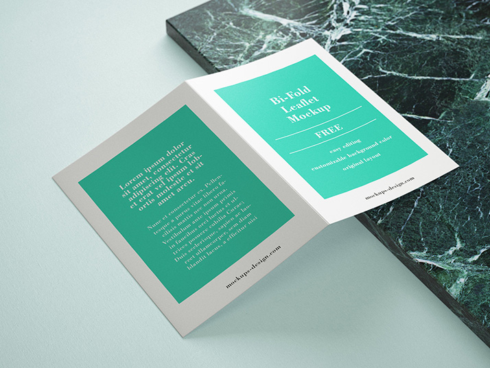 Free bi fold leaflet mockup