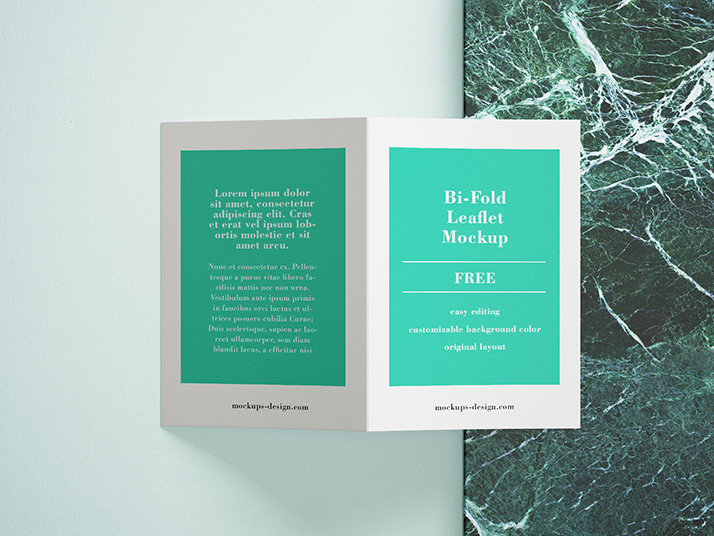 Free bi fold leaflet mockup