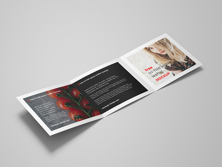 Free square trifold leaflet mockup