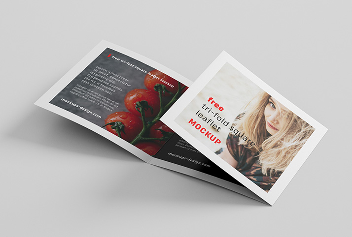 Free square trifold leaflet mockup