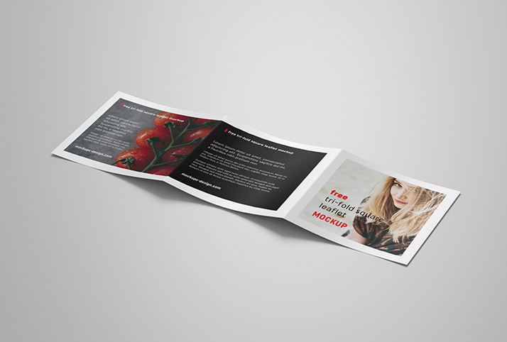 Free square trifold leaflet mockup