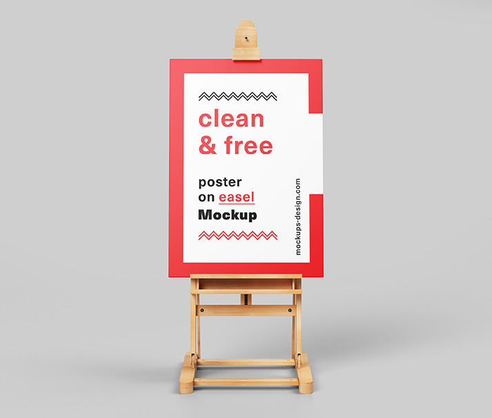 Free poster on easel mockup