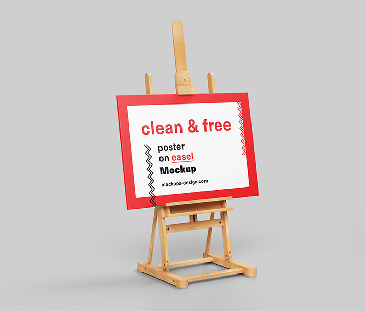 Free poster on easel mockup