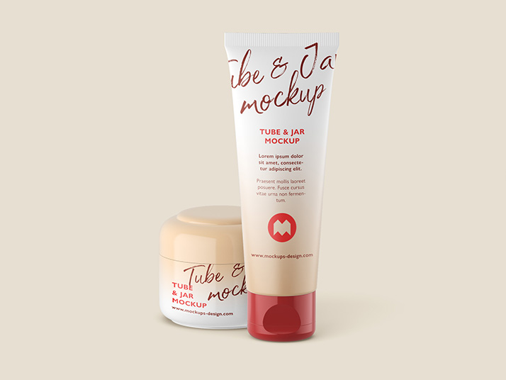 Free cosmetic tube and jar mockup