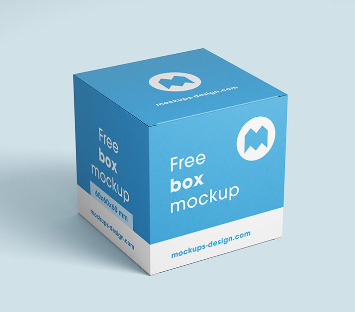 Free box mockup / 80x80x80 mm