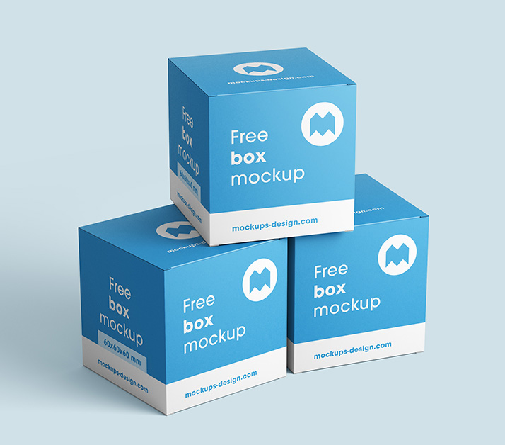 Free box mockup / 80x80x80 mm