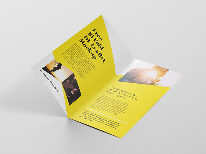 Free bi-fold DL brochure mockup