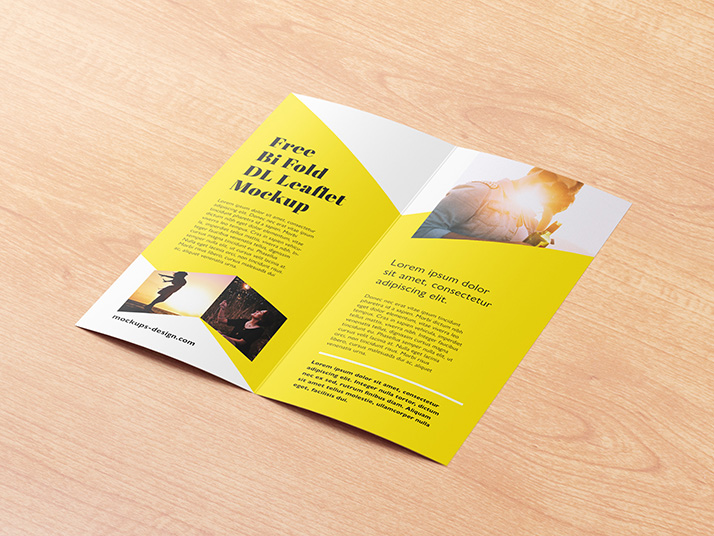 Free bi-fold DL brochure mockup