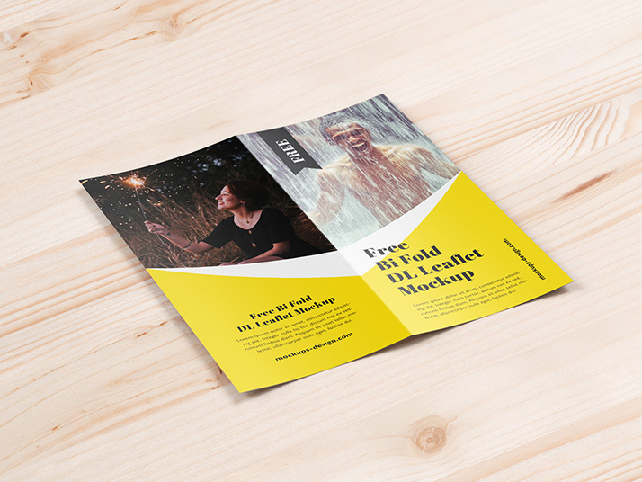 Free bi-fold DL brochure mockup