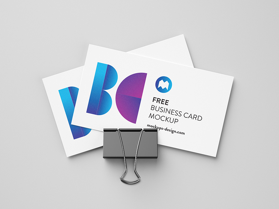 Business card with foldback clip mockup