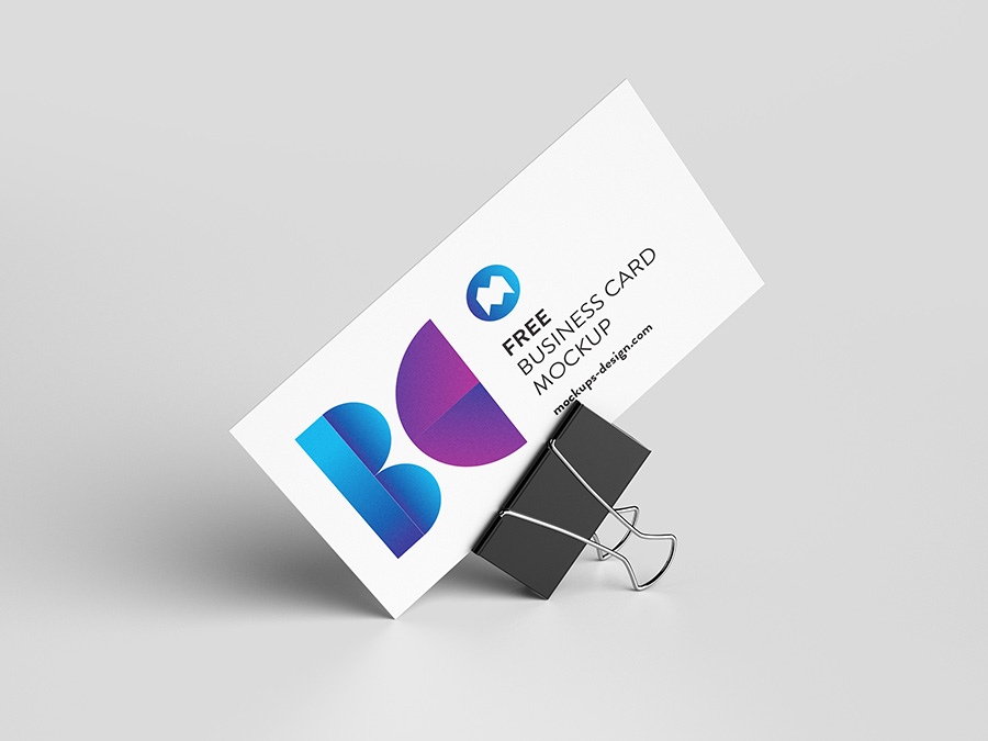 Business card with foldback clip mockup