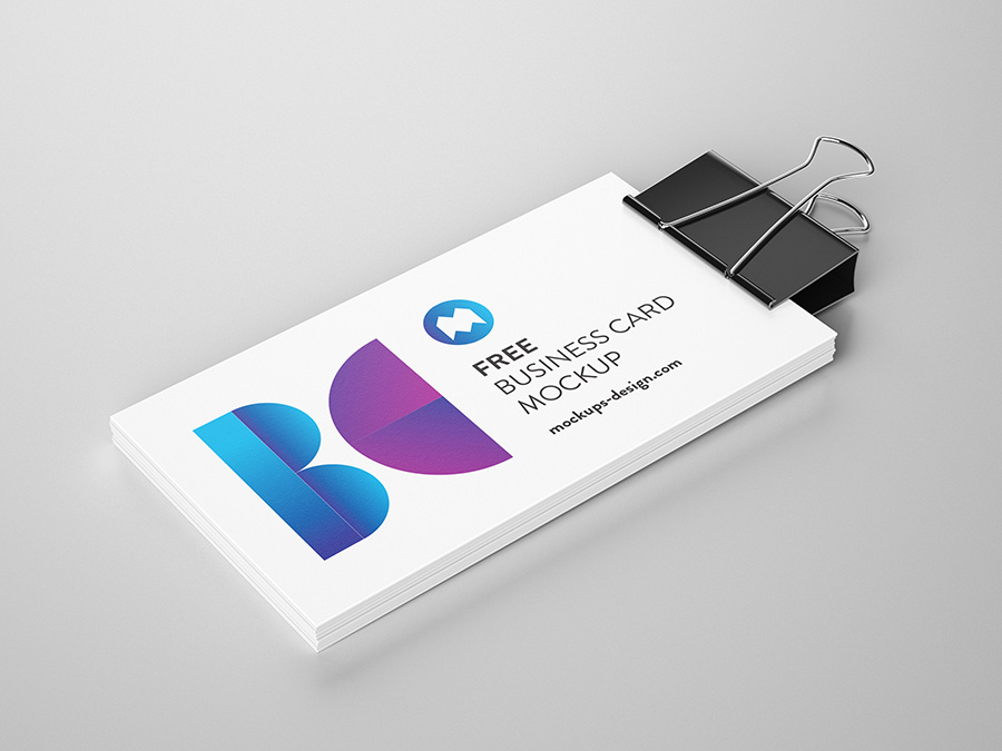 Business card with foldback clip mockup