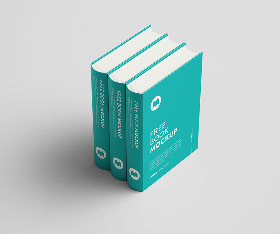 three upright hardcover books book design template