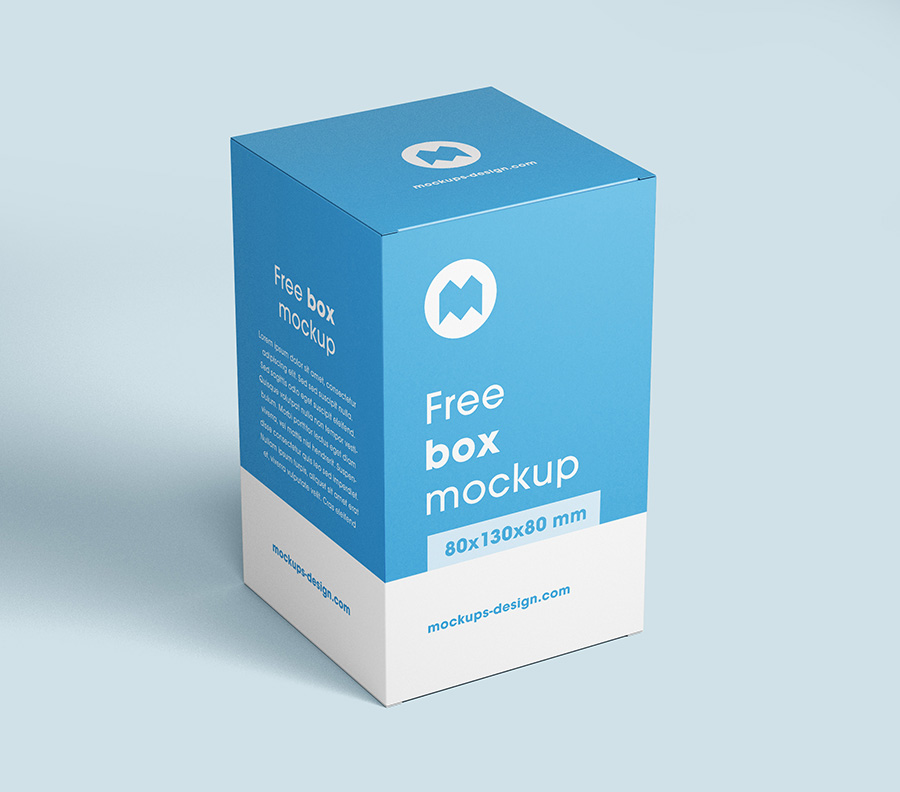 Free box mockups / 80x130x80 mm