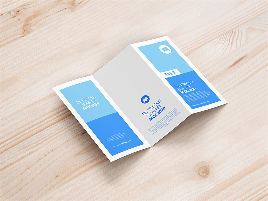 Free trifold DL leaflet mockup