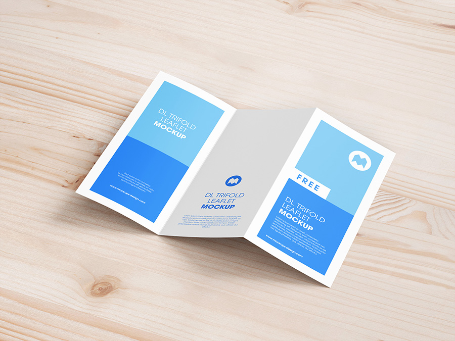 Free trifold DL leaflet mockup