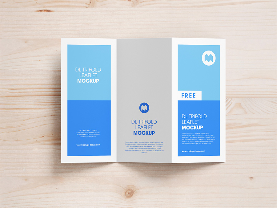 Free trifold DL leaflet mockup