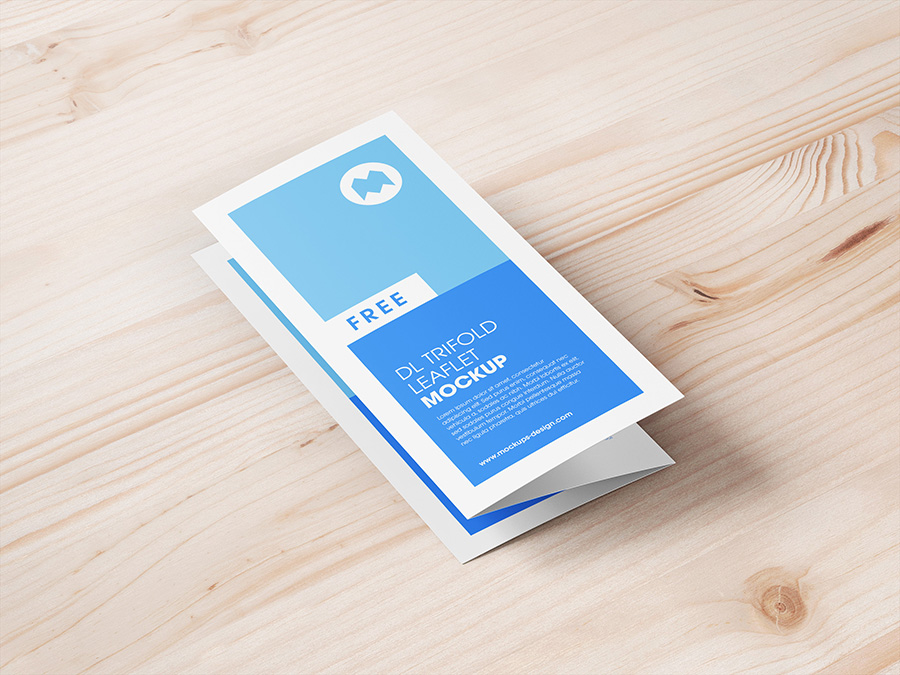 Free trifold DL leaflet mockup