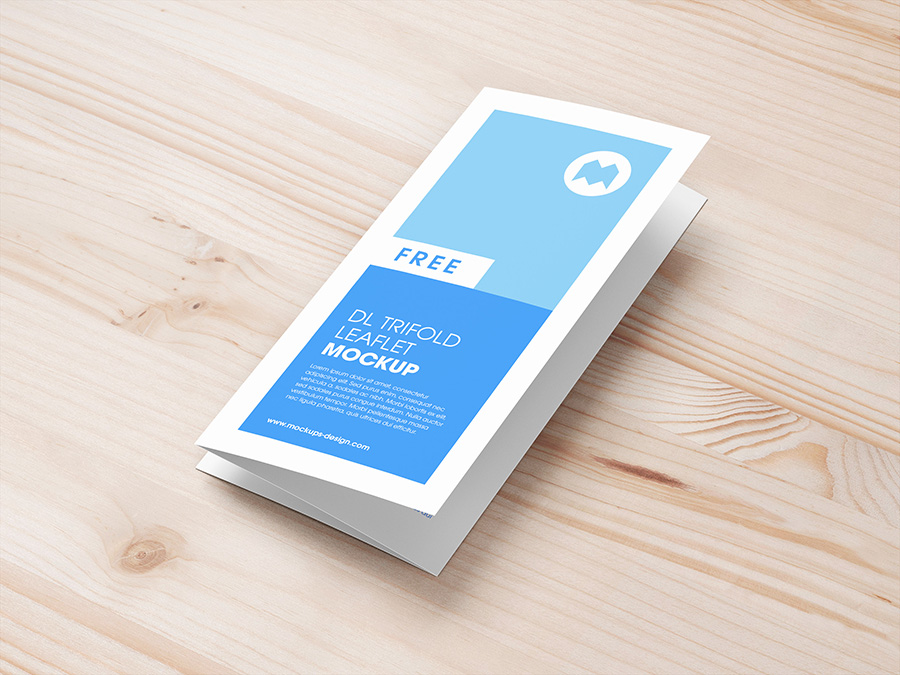 Free trifold DL leaflet mockup