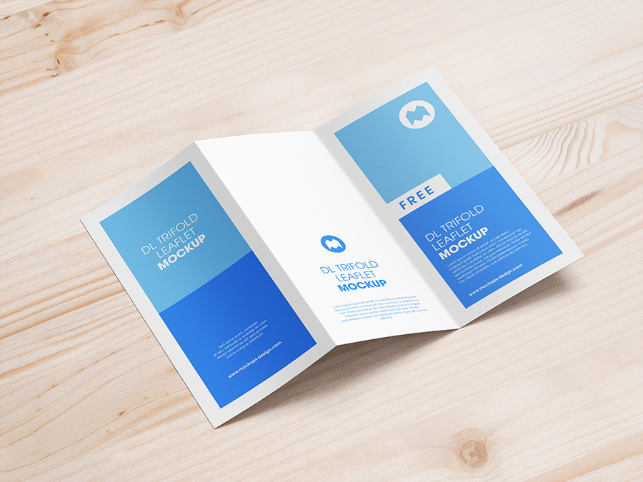 Free trifold DL leaflet mockup - Mockups Design