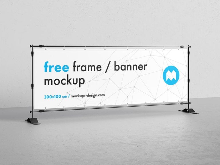 Free banner frame / stand mockup / 300 x 100cm - Mockups Design