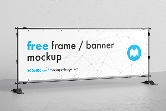 Free banner frame / stand mockup / 300 x 100cm