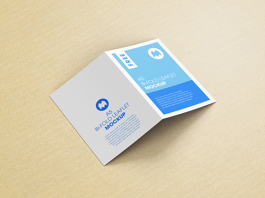 Free A5 Bi Fold Leaflet Mockup Mockups Design Free Premium Mockups