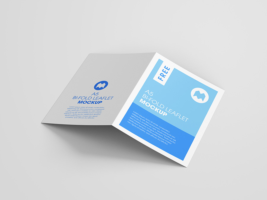 Download Free A5 bi-fold leaflet mockup - Mockups Design | Free Premium Mockups