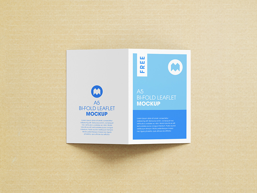 Free A5 bi-fold leaflet mockup