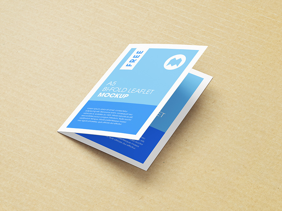 Download Free A5 bi-fold leaflet mockup - Mockups Design | Free Premium Mockups