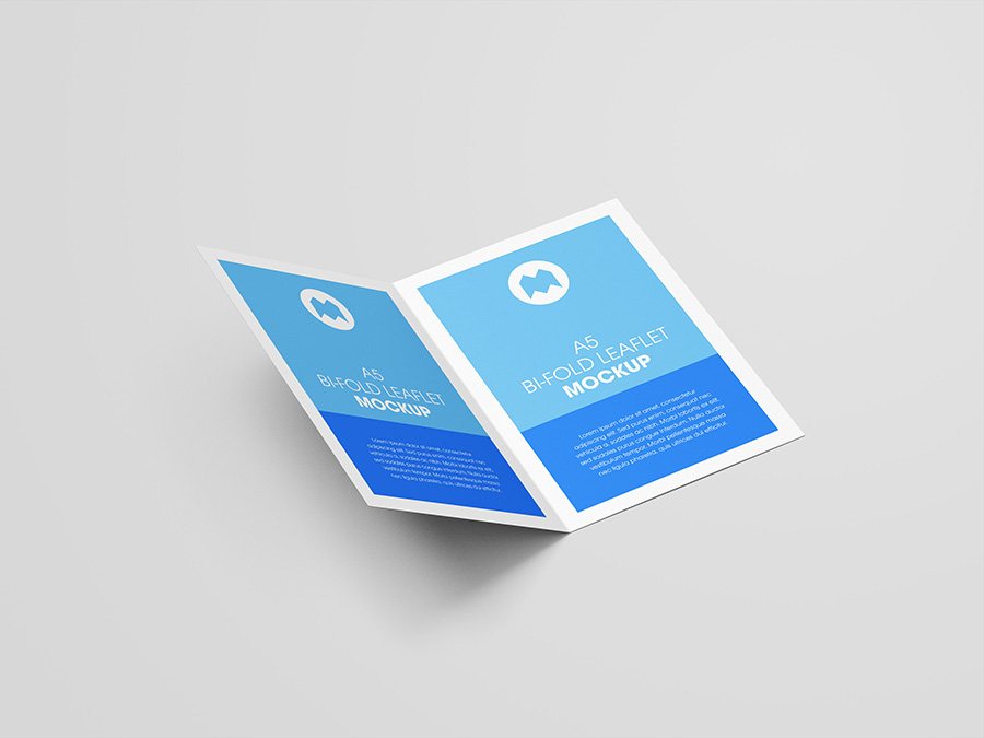 Free A5 bi-fold leaflet mockup