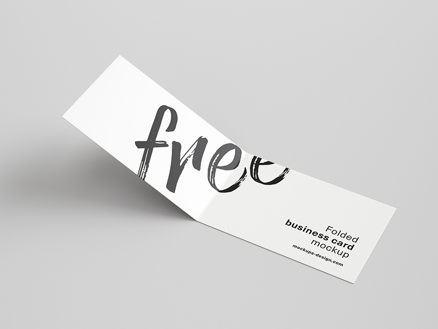 Free folded business card mockup