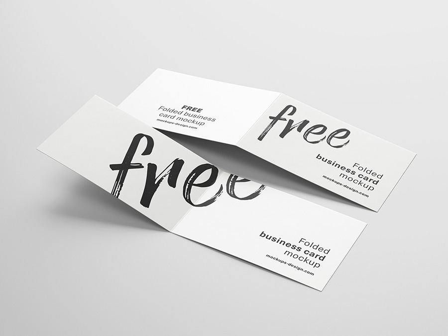 Free folded business card mockup