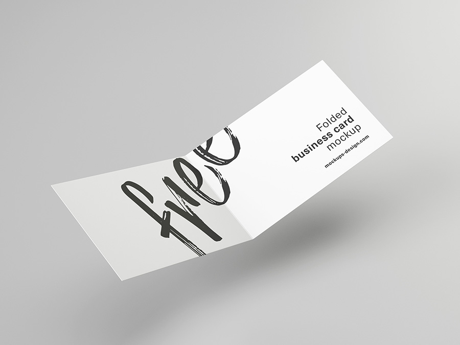 Free folded business card mockup