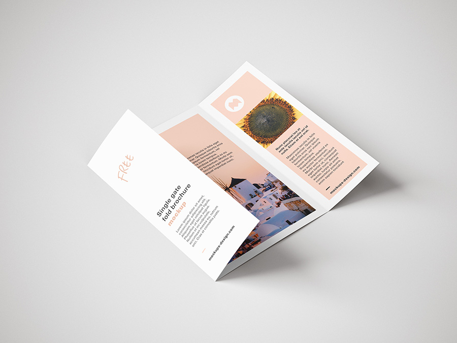 Free single gate fold brochure mockup